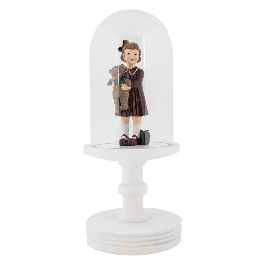 Bílý dřevěný podnos se skleněným poklopem Ricco - Ø 14*34 cm Clayre & Eef Bílý dřevěný podnos se skleněným poklopem Ricco - Ø 14*34 cm Clayre & Eef