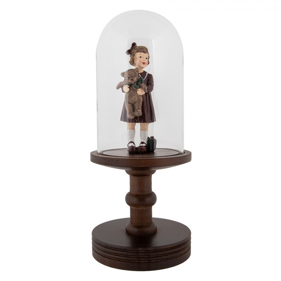 Hnědý dřevěný podnos se skleněným poklopem Ricco - Ø 14*34 cm Clayre & Eef Hnědý dřevěný podnos se skleněným poklopem Ricco - Ø 14*34 cm Clayre & Eef