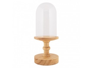 Přírodní dřevěný podnos se skleněným poklopem Ricco - Ø 14*34 cm