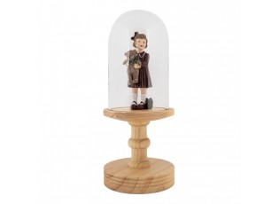 Přírodní dřevěný podnos se skleněným poklopem Ricco - Ø 14*34 cm