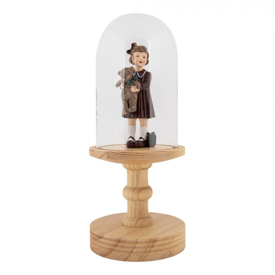 Přírodní dřevěný podnos se skleněným poklopem Ricco - Ø 14*34 cm Clayre & Eef Přírodní dřevěný podnos se skleněným poklopem Ricco - Ø 14*34 cm Clayre & Eef