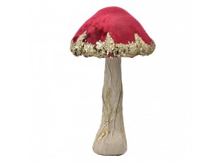 Houba s červeným kloboukem a zlatými detaily Mushroom - Ø 17*29 cm