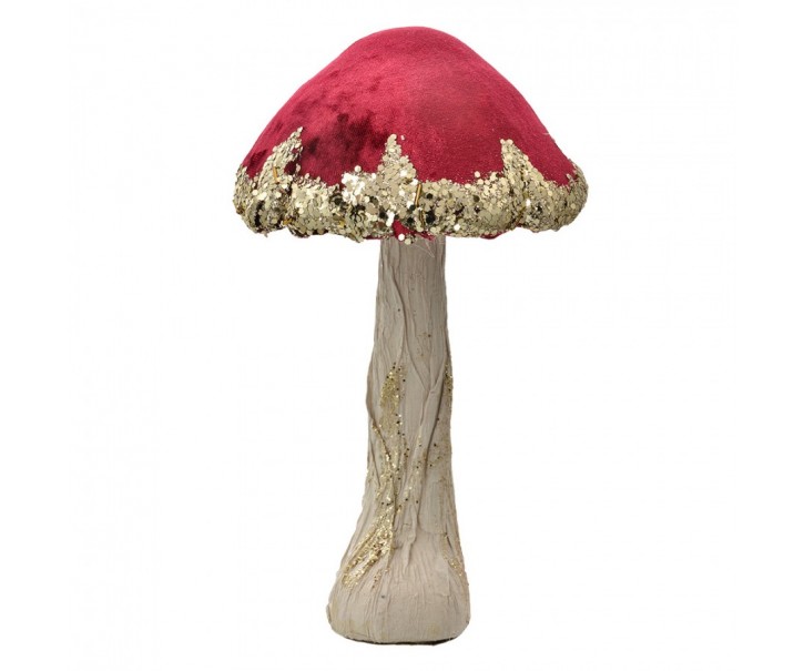 Houba s červeným kloboukem a zlatými detaily Mushroom - Ø 17*29 cm Clayre & Eef
