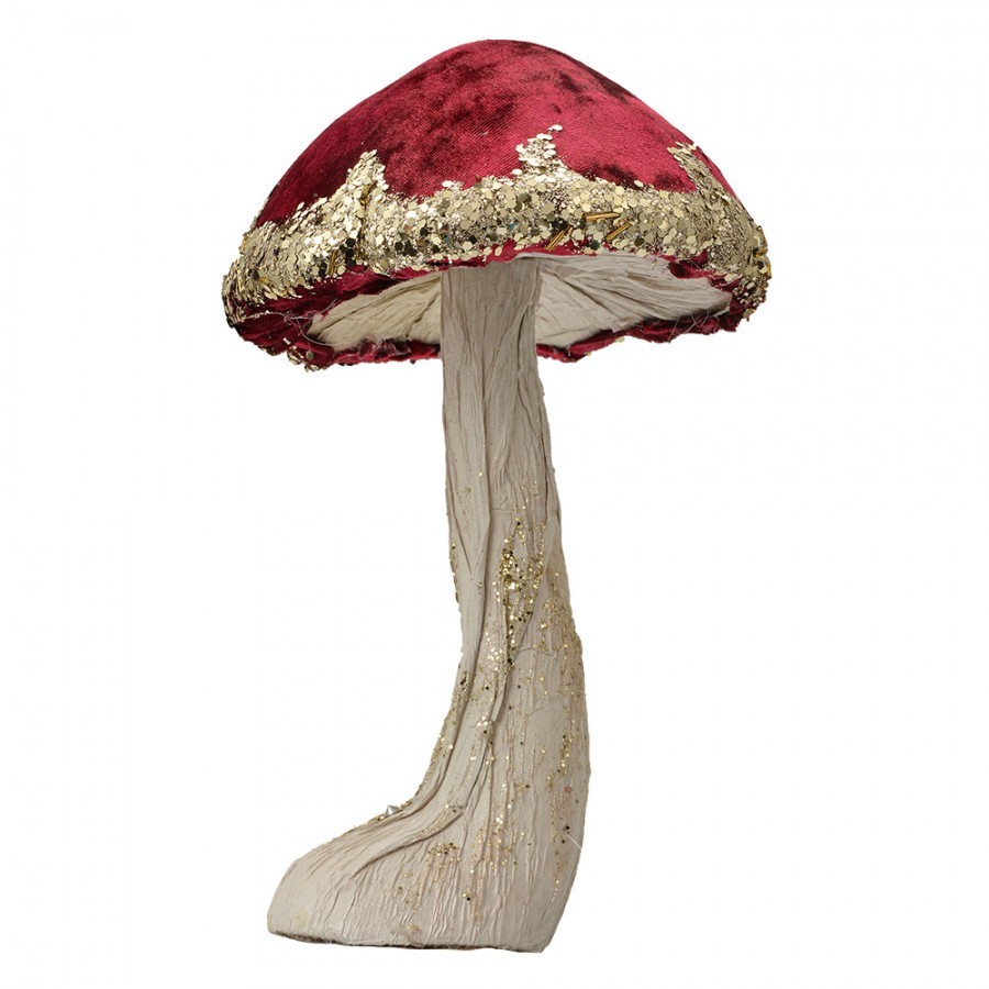Houba s červeným kloboukem a zlatými detaily Mushroom - Ø 17*29 cm Clayre & Eef Houba s červeným kloboukem a zlatými detaily Mushroom - Ø 17*29 cm Clayre & Eef