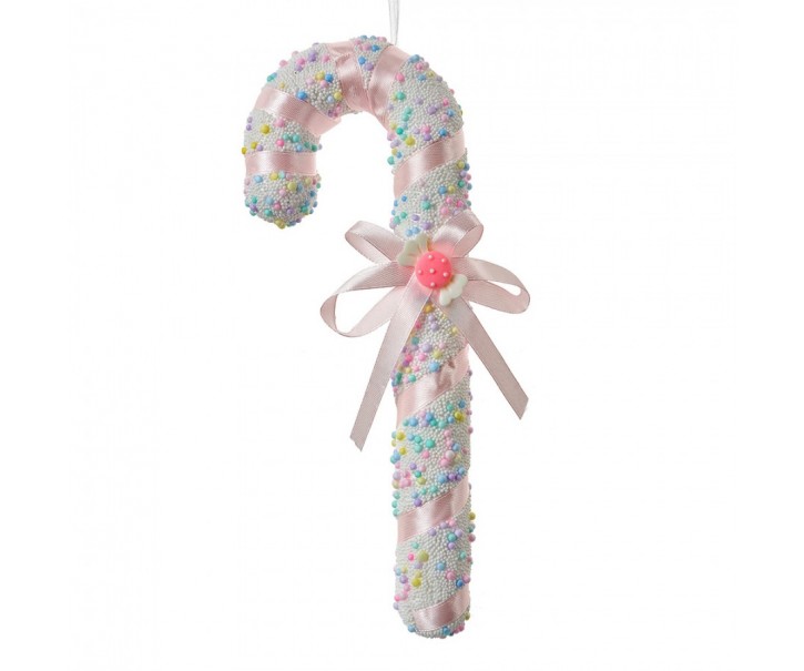 Barevná vánoční ozdoba cukrová hůlka mašlí - 10*3*26 cm Clayre & Eef