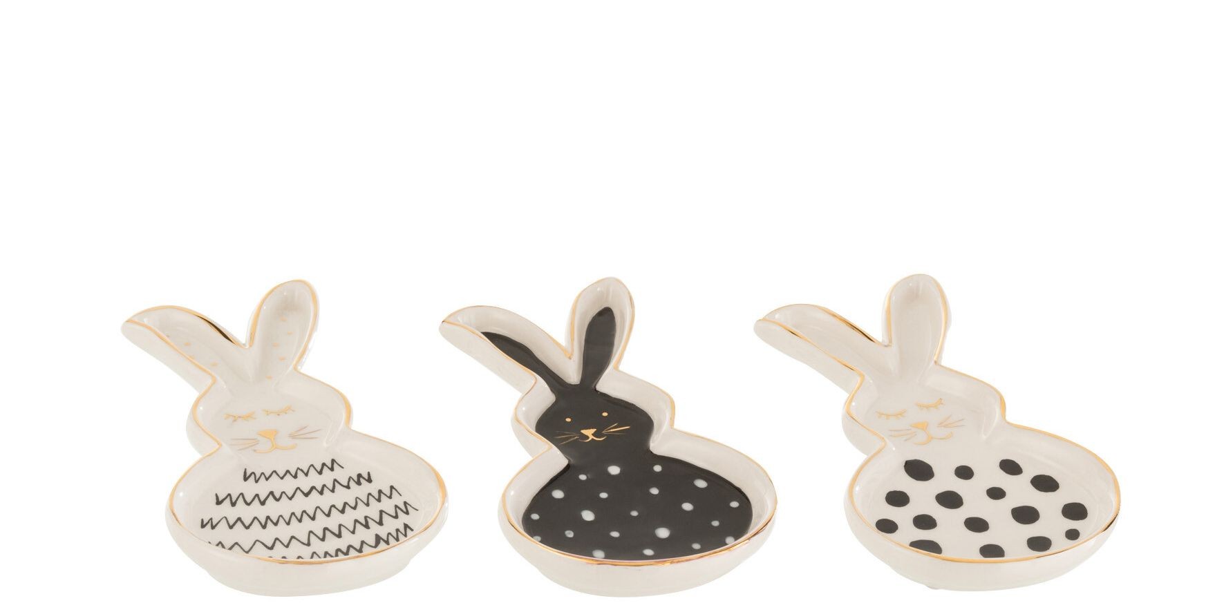 3ks keramický talířek ve tvaru králíčka Rabbit - 7*1,5*13,5 cm J-Line by Jolipa 3ks keramický talířek ve tvaru králíčka Rabbit - 7*1,5*13,5 cm J-Line by Jolipa