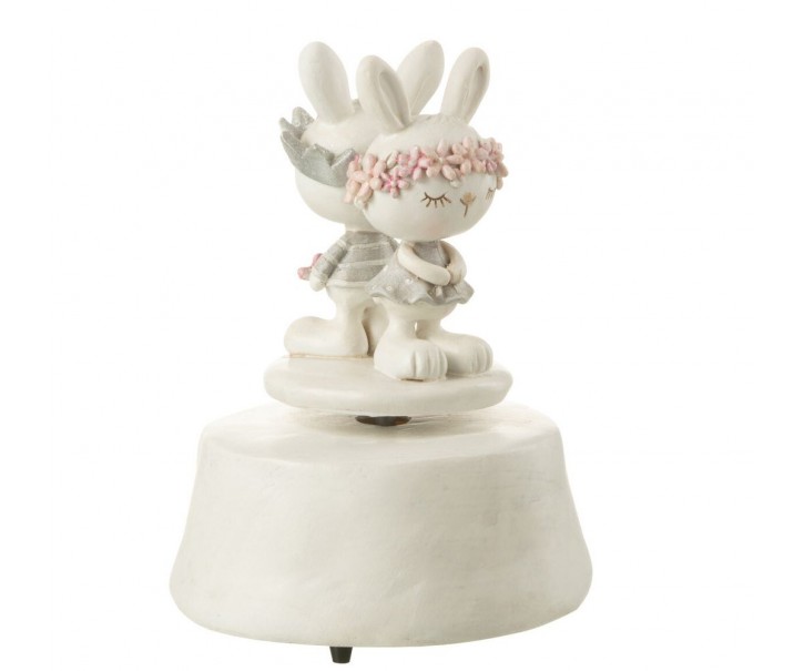 Natahovací hrací kolotoč s králíčky Music Box Rabbits - Ø 10*15 cm J-Line by Jolipa