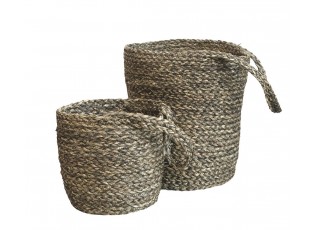 2ks závěsný úložný koš z mořské trávy Loani - Ø 27*30/ Ø 20*20 cm