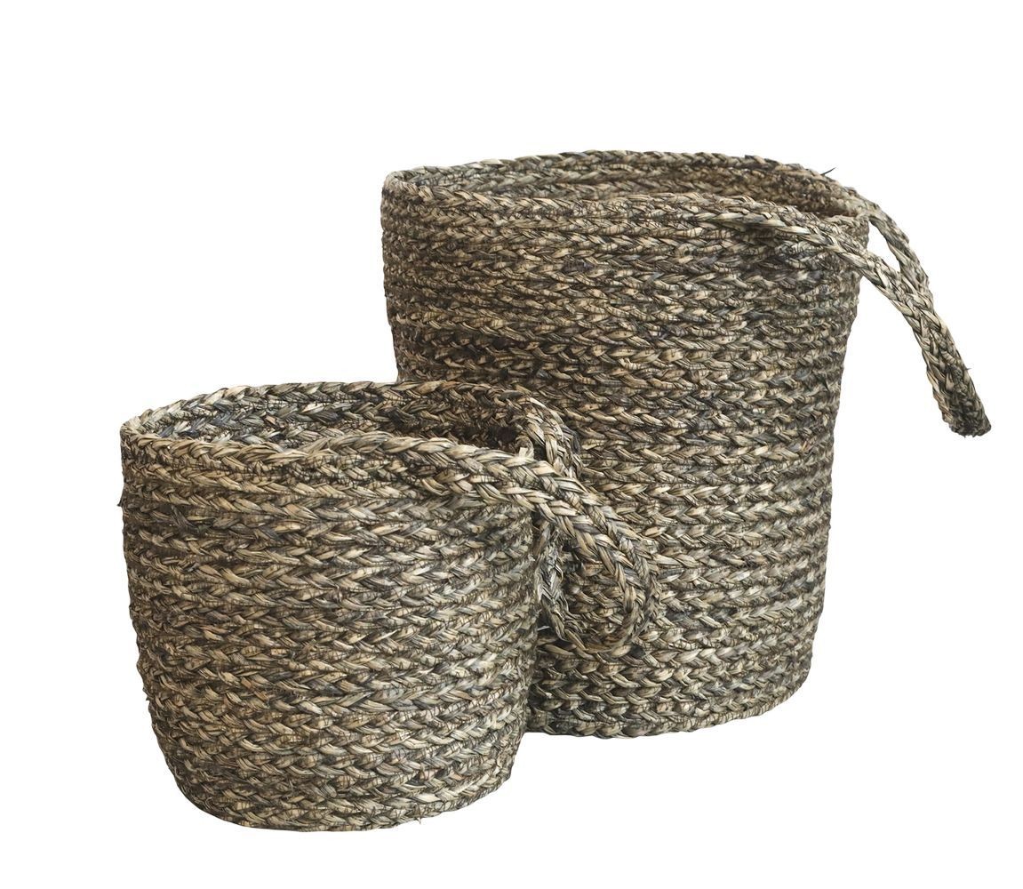 2ks závěsný úložný koš z mořské trávy Loani - Ø 27*45/ Ø 20*20 cm