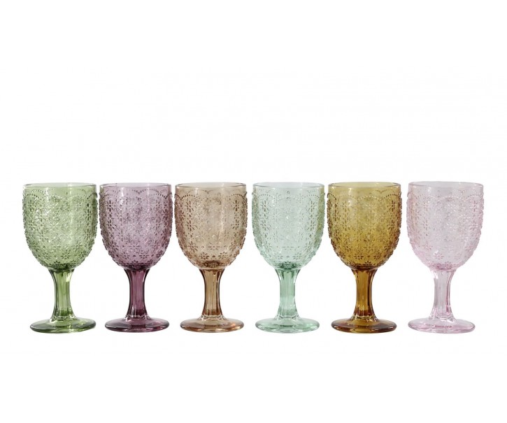 Set 6ks barevných skleniček na víno Saint-Émilion - Ø 7,5*14 cm / 230ml Chic Antique