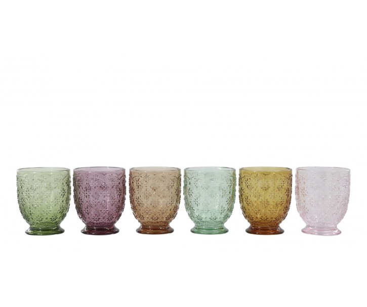 Set 6ks barevných skleniček na víno Saint-Émilion - Ø 7,5*16 cm / 250ml Chic Antique