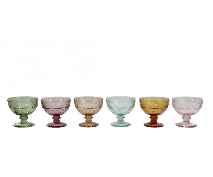 Set 6ks barevných misek na noze Saint-Émilion - Ø 10,5*10 cm / 260ml Chic Antique