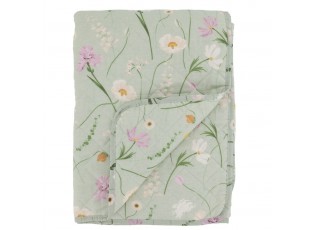 Zelený bavlněný přehoz s květy Aix Quilt Wild Flowers - 130*180 cm