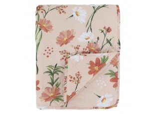 Růžový bavlněný přehoz s květy Aix Quilt Wild Flowers - 130*180 cm