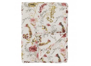 Krémový bavlněný přehoz s květy Aix Quilt Wild Flowers - 130*180 cm