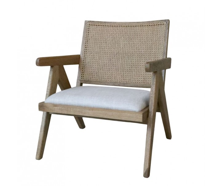 Přírodní dřevěné křeslo s výpletem Lounge Wicker - 65*70*77 cm Chic Antique