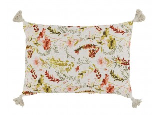 Krémový povlak na polštář se střapci a květy Aix Wild Flowers - 60*40 cm