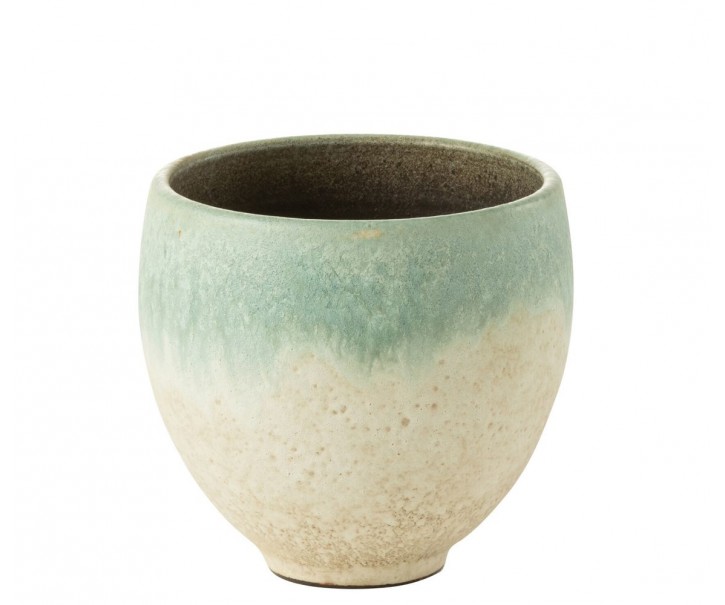 Tyrkysový keramický obal na květináč Nice Aqua - Ø 21*21 cm J-Line by Jolipa