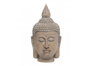 Béžová antik dekorace hlava Buddha - 21*22*40 cm