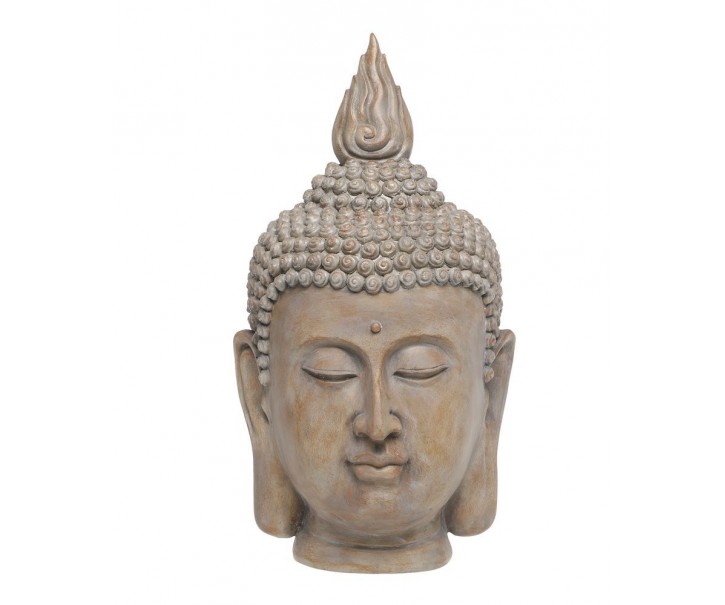 Béžová antik dekorace hlava Buddha - 21*22*40 cm Chic Antique