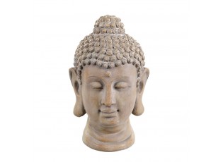 Béžová antik dekorace hlava Buddha - 11*11*19 cm