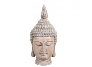 Béžová antik dekorace hlava Buddha - 11*15*28 cm