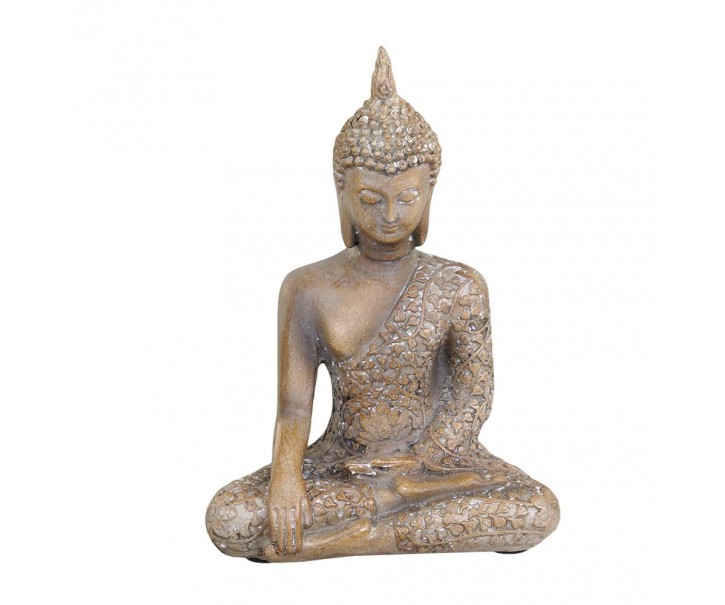 Béžová antik dekorace sedící Buddha - 10*5*13 cm Chic Antique