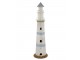 Bílo-modrá kovová dekorace maják s Led Lighthouse - Ø 17*61 cm Chic Antique