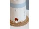 Bílo-modrá kovová dekorace maják s Led Lighthouse - Ø 17*61 cm Chic Antique