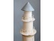 Bílo-modrá kovová dekorace maják s Led Lighthouse - Ø 17*61 cm Chic Antique