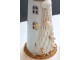 Bílo-modrá kovová dekorace maják s Led Lighthouse - Ø 10*28 cm Chic Antique