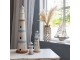 Bílo-modrá kovová dekorace maják s Led Lighthouse - Ø 10*28 cm Chic Antique