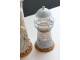 Bílo-modrá kovová dekorace maják s Led Lighthouse - Ø 6,5*15 cm Chic Antique