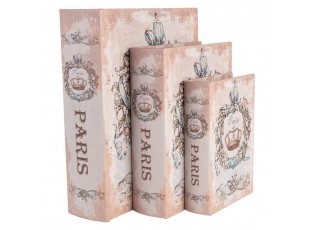 3ks úložný box kniha Paris - 27*22*7 / 22*17*6 / 17*12*4 cm