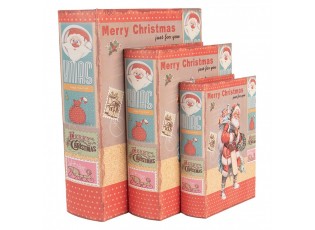 3ks úložný box kniha Merry Christmas - 27*22*7 / 22*17*6 / 17*12*4 cm