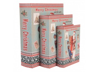 3ks úložný box kniha Merry Christmas - 27*22*7 / 22*17*6 / 17*12*4 cm