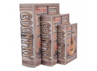3ks úložný box kniha Country - 27*22*7 / 22*17*6 / 17*12*4 cm