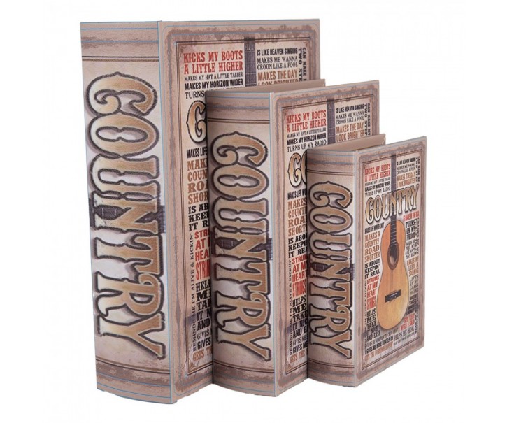 3ks úložný box kniha Country - 27*22*7 / 22*17*6 / 17*12*4 cm Clayre & Eef
