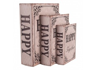 3ks úložný box kniha Happy Together - 27*22*7 / 22*17*6 / 17*12*4 cm
