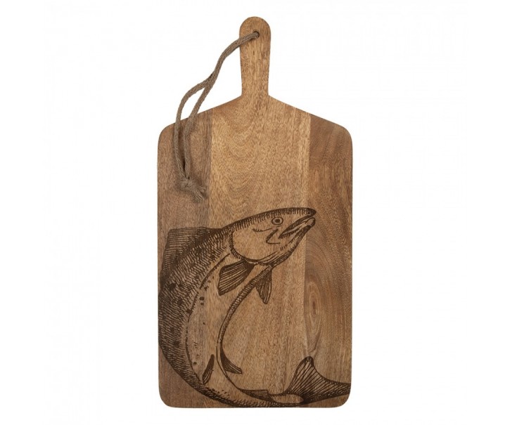 Dřevěné servírovací prkénko s rybou Wood Fish - 25*2*50 cm Clayre & Eef