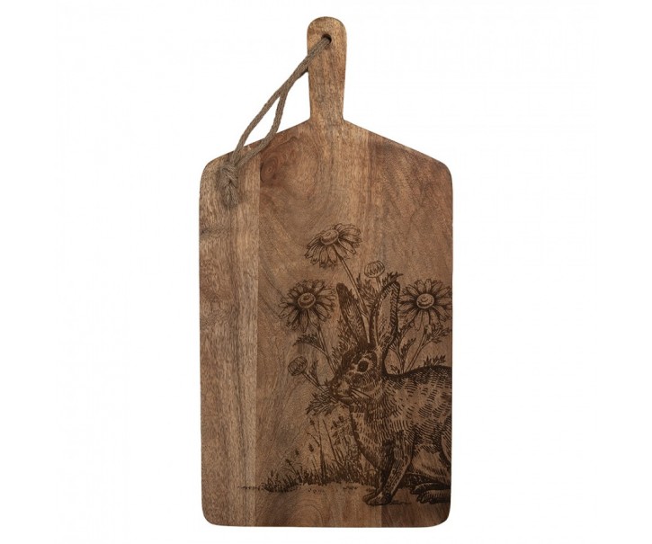 Dřevěné servírovací prkénko s králíkem Board Wood Rabbit - 25*2*50 cm Clayre & Eef
