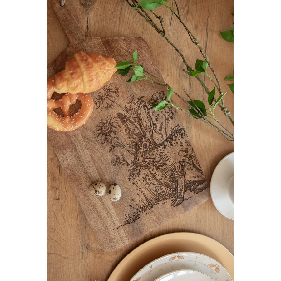 Dřevěné servírovací prkénko s králíkem Board Wood Rabbit - 25*2*50 cm Clayre & Eef Dřevěné servírovací prkénko s králíkem Board Wood Rabbit - 25*2*50 cm Clayre & Eef