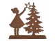Rezavá vánoční dekorace dívka u stromečku Brocante rust - 14*5*14 cm Clayre & Eef