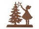 Rezavá vánoční dekorace dívka u stromečku Brocante rust - 14*5*14 cm Clayre & Eef