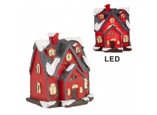 Dekorace malinký svítící červený domek Manon LED - 6*5*7 cm