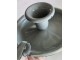 Šedý smaltovaný svícen Grey dot - Ø 13*6cm M&uuml;nder Email