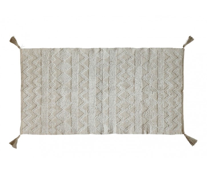 Béžový jutovo-bavlněný koberec se vzorem a střapci Juo - 70*150 cm Chic Antique