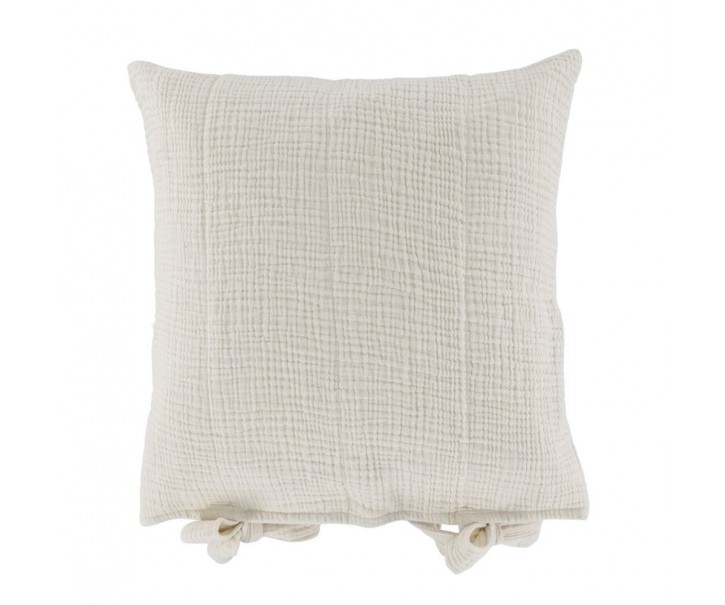Krémový mušelínový povlak na polštář s vázáním Aix - 45*45 cm Chic Antique