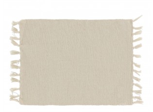 Krémové bavlněné prostírání se střapci Éternel - 34*45 cm