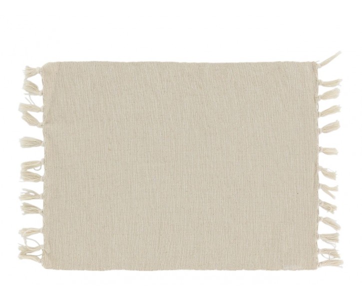 Krémové bavlněné prostírání se střapci Éternel - 34*45 cm Chic Antique